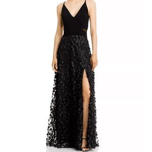 Aqua Floral Appliqué Gown